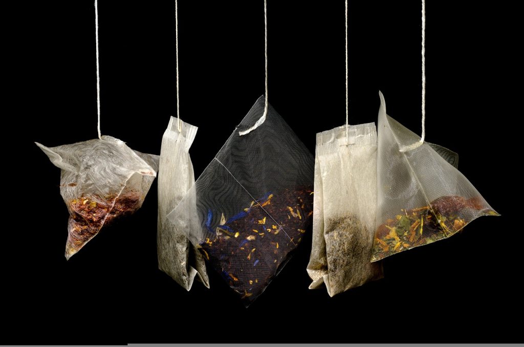 tea bags hanging