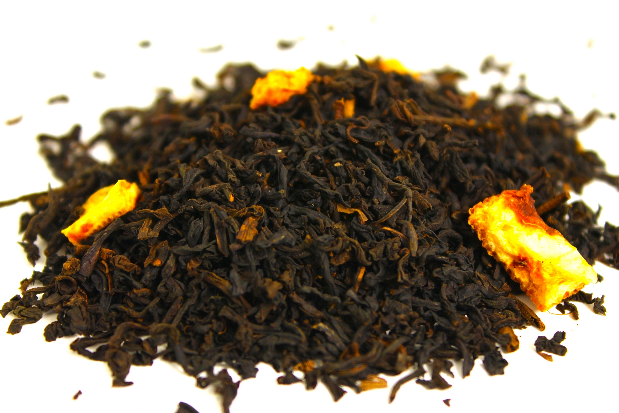 loose leaf black tea with orange peels