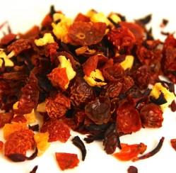 fruit tisane with bits of apple and lemongrass