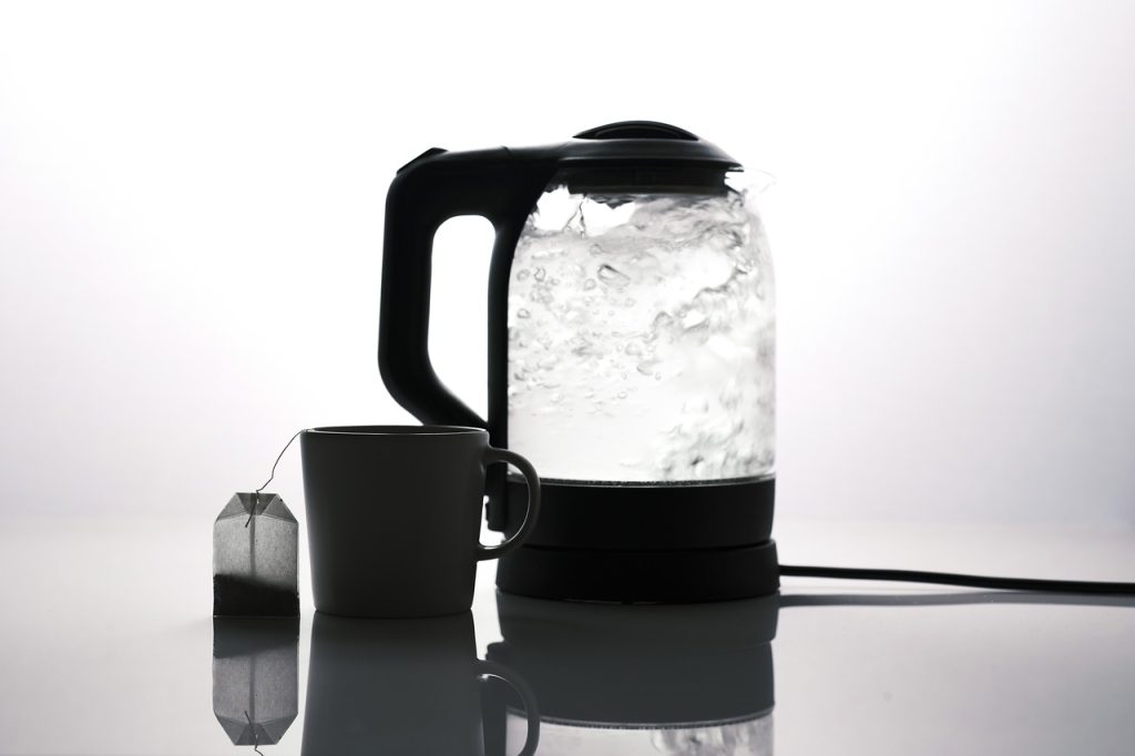 electric kettle, tea, boiling water