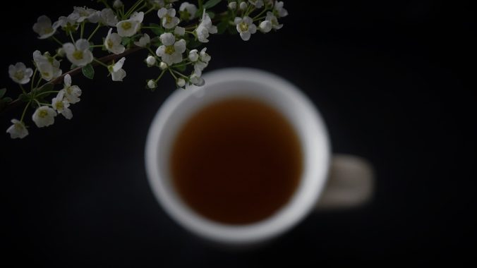 cup of tea out of focus